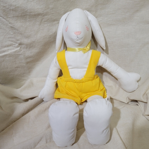 Overly-Raker Vintage FancyWorks Friends Hand Made Plush Bunnies Boy & Girl Set - Picture 7 of 9